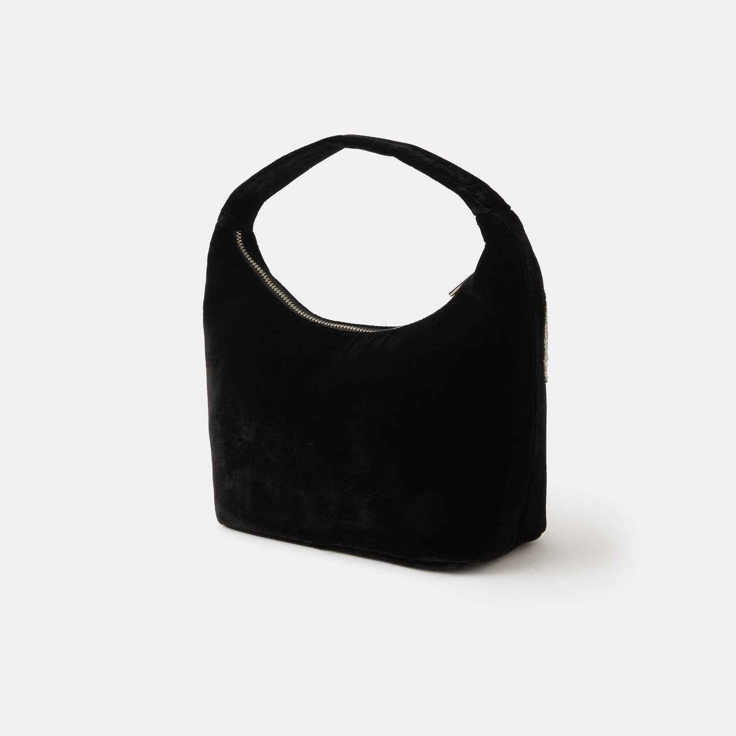Black Heart Embellished Velvet Handbag