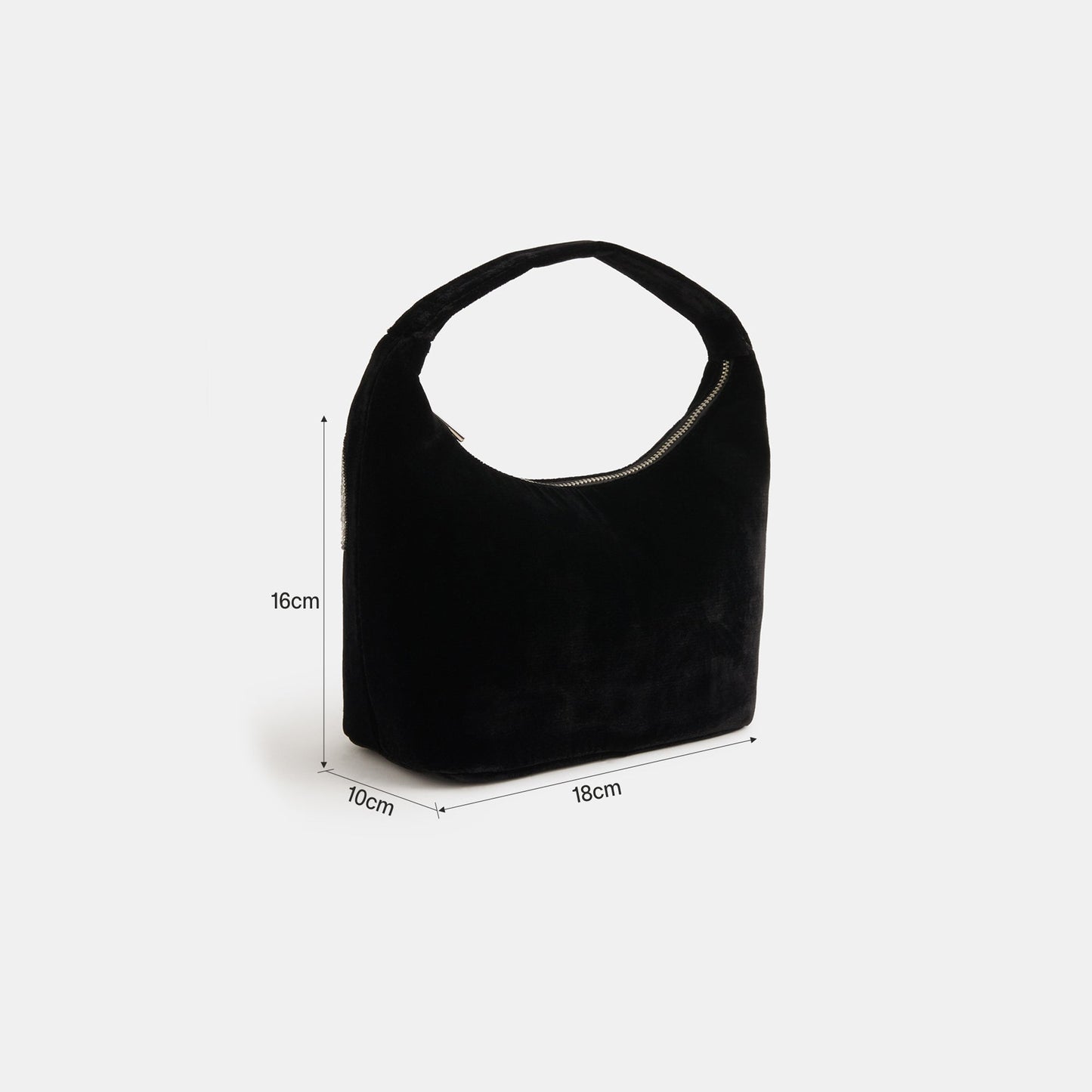 Black Heart Embellished Velvet Handbag