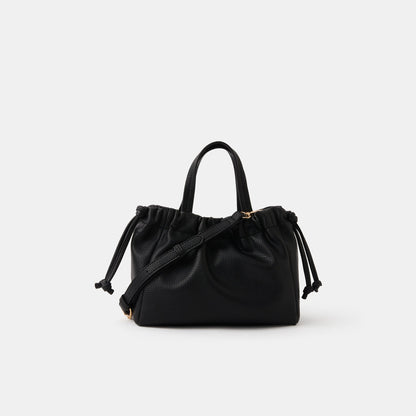 Black Textured Drawstring Sling Bag