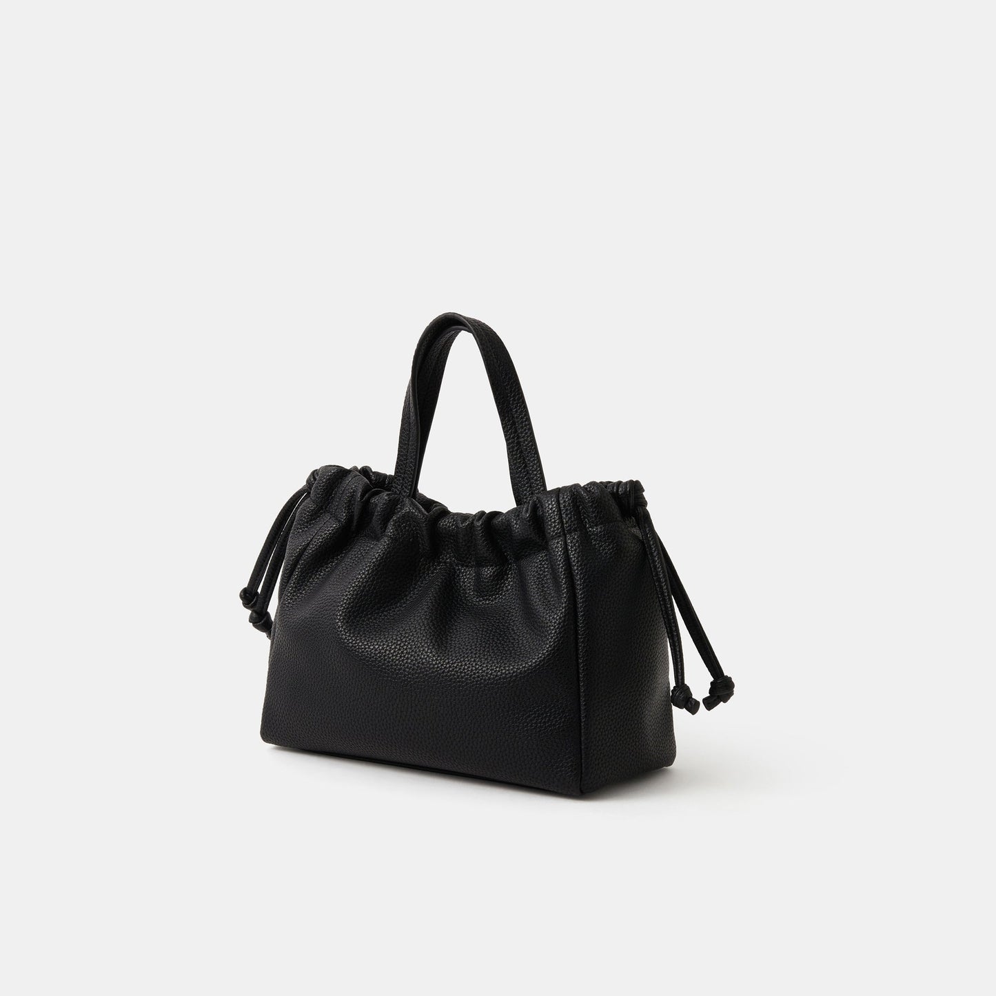 Black Textured Drawstring Sling Bag