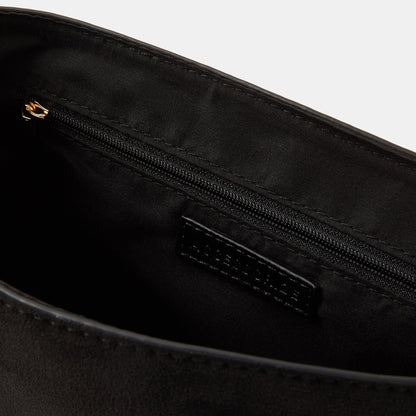 Black Faux Suede Saddle Sling Bag