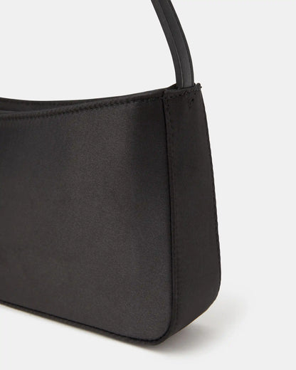 Black Satin Shoulder Bag
