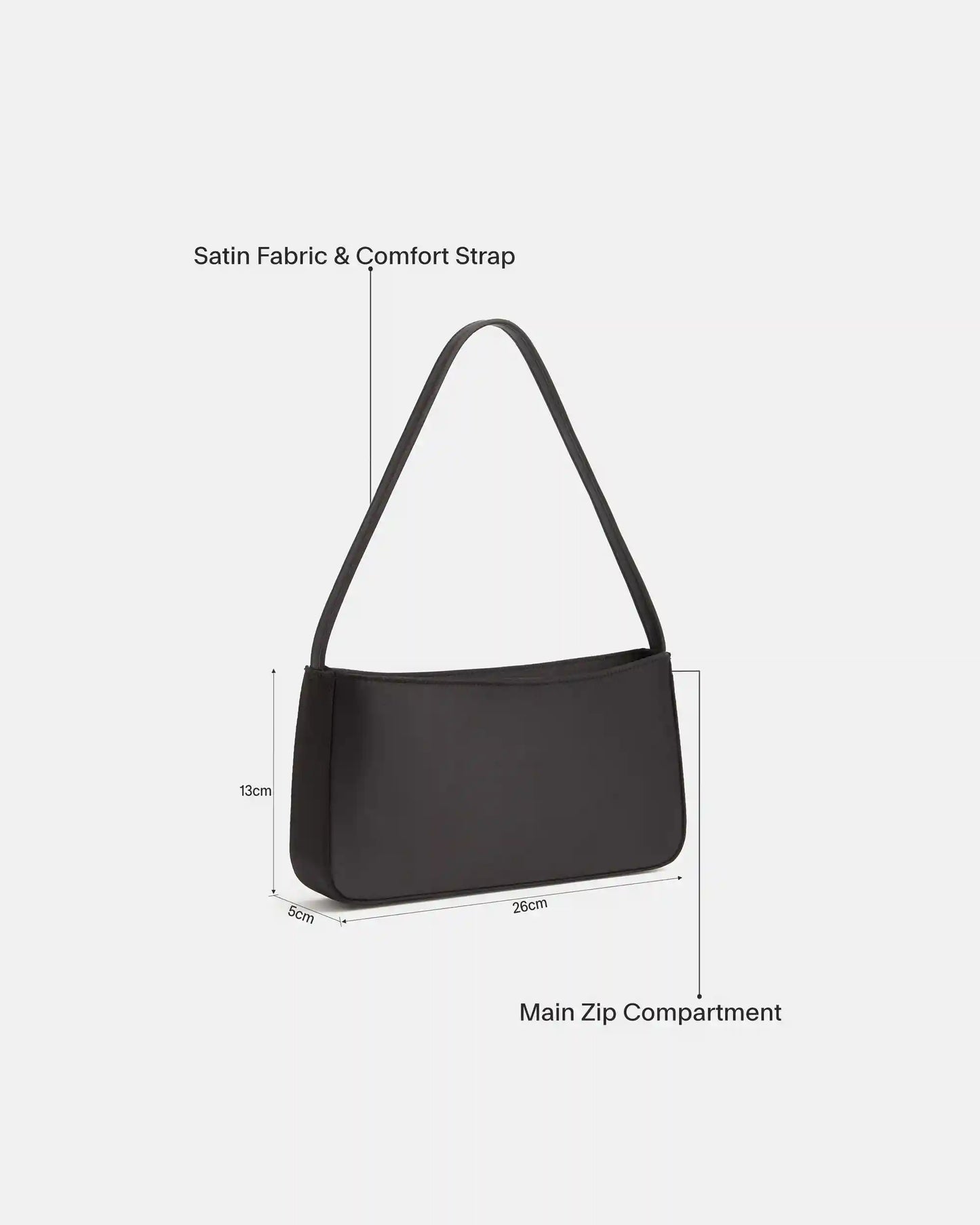 Black Satin Shoulder Bag