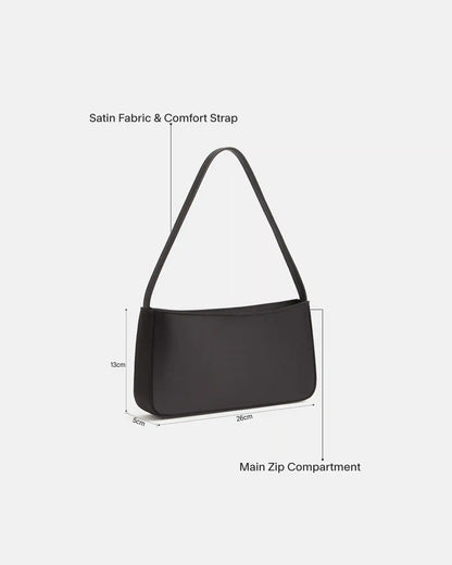 Black Satin Shoulder Bag