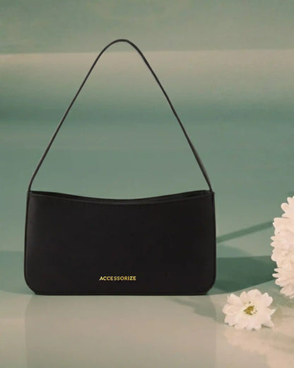 Black Satin Shoulder Bag