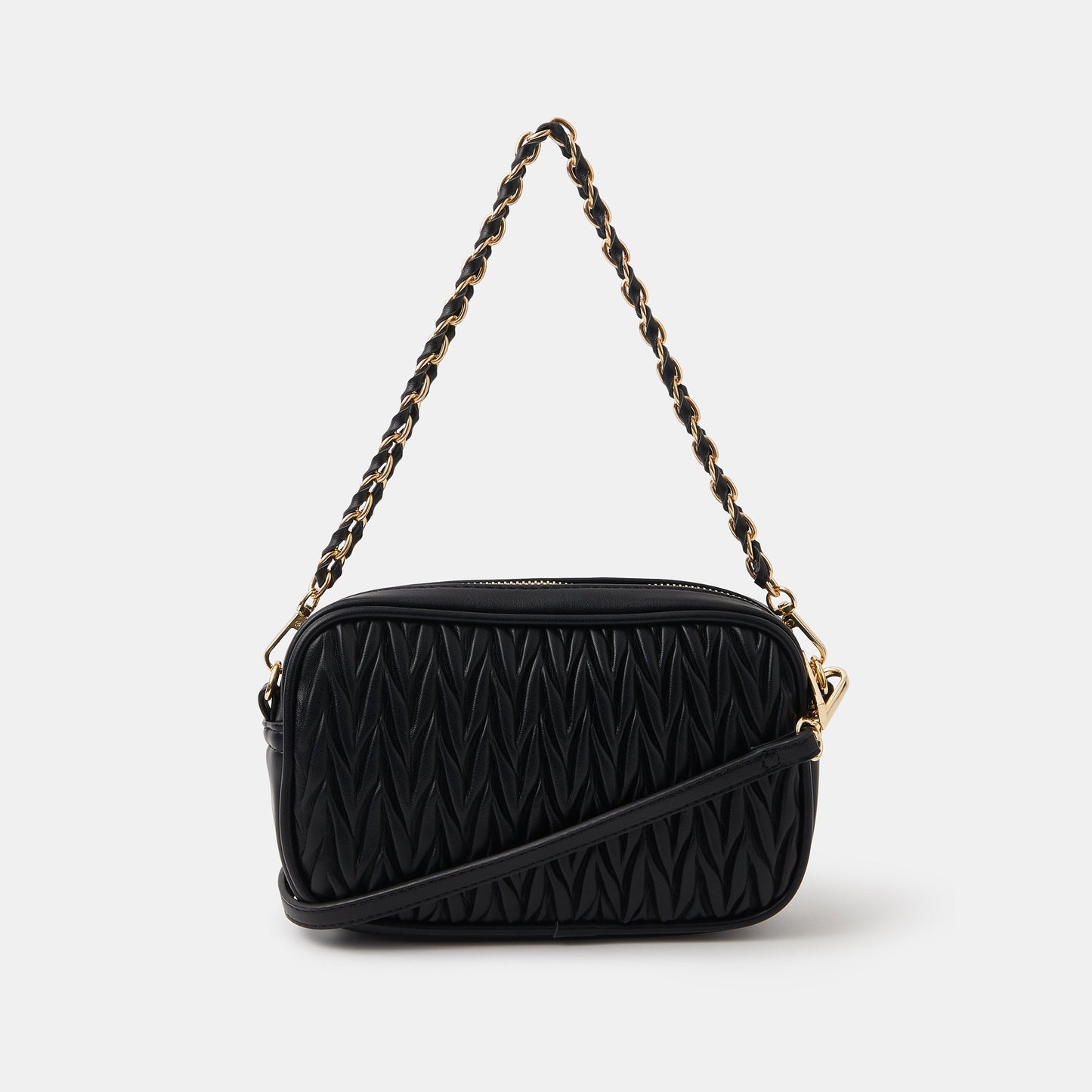 Small Ruched Crossbody Bag Black