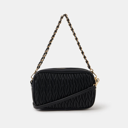 Small Ruched Crossbody Bag Black
