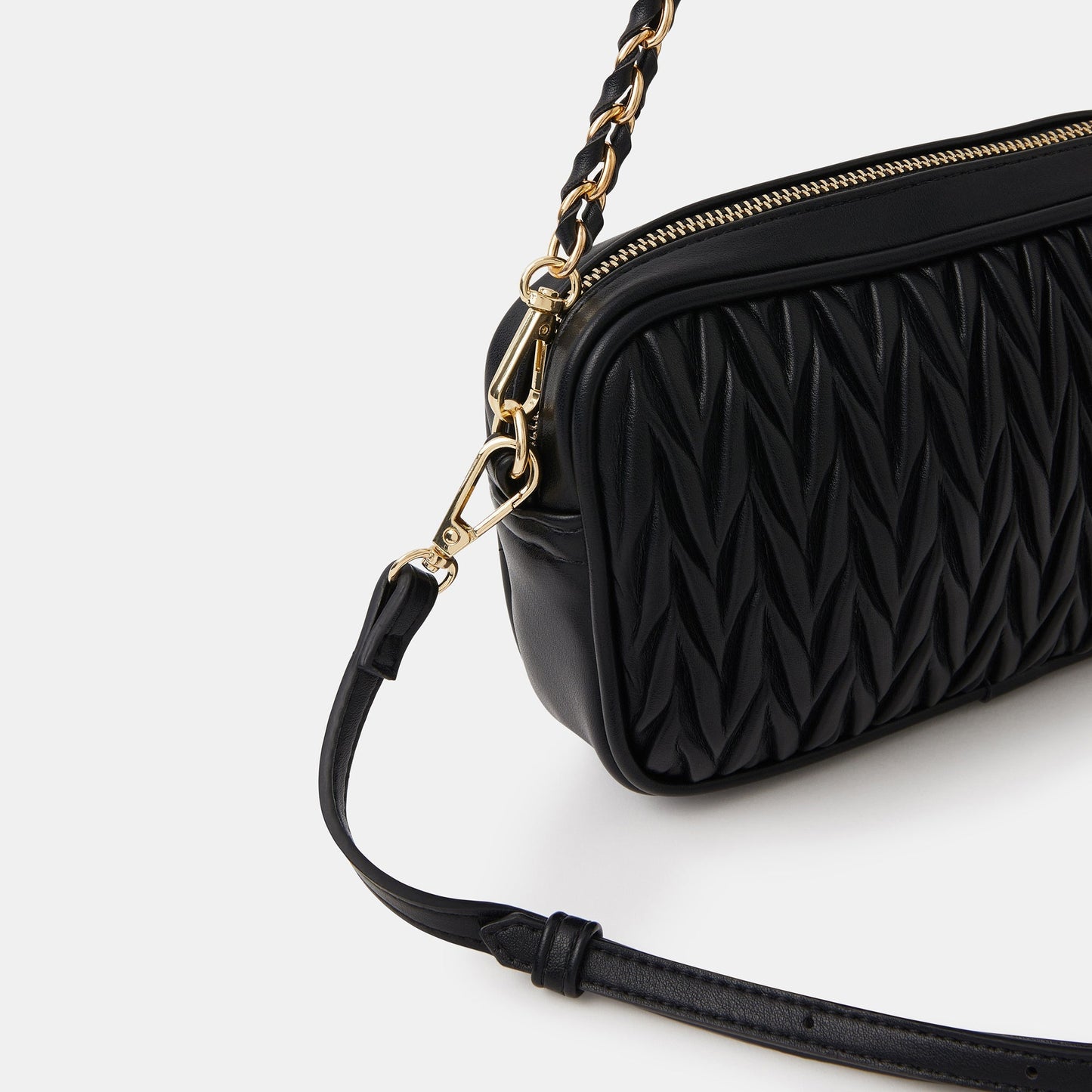 Small Ruched Crossbody Bag Black