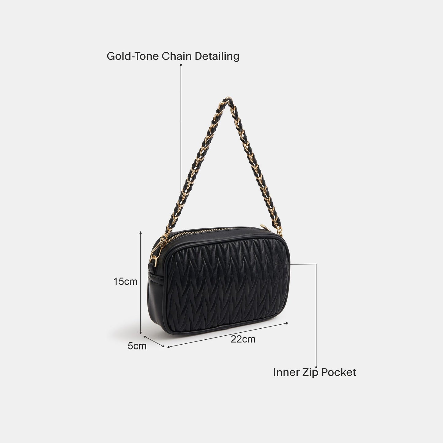 Small Ruched Crossbody Bag Black
