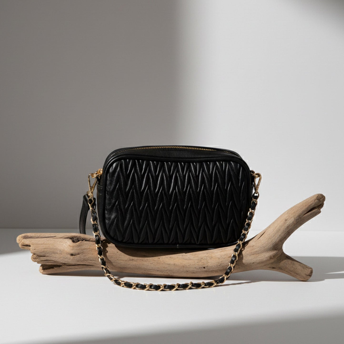 Small Ruched Crossbody Bag Black