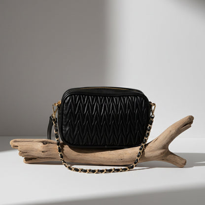 Small Ruched Crossbody Bag Black
