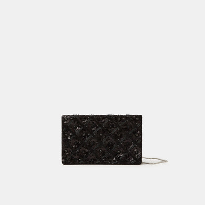 Black Tianna Metallic Embellished Clutch Bag