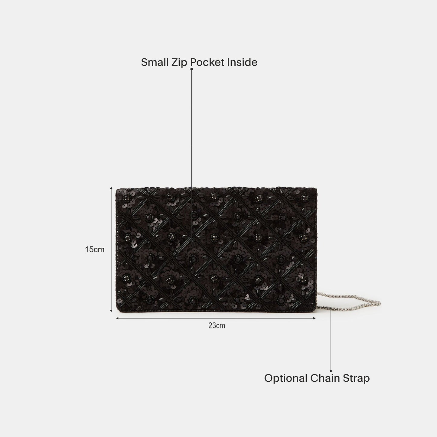 Black Tianna Metallic Embellished Clutch Bag