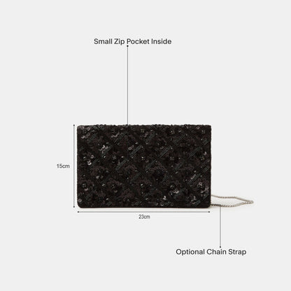 Black Tianna Metallic Embellished Clutch Bag