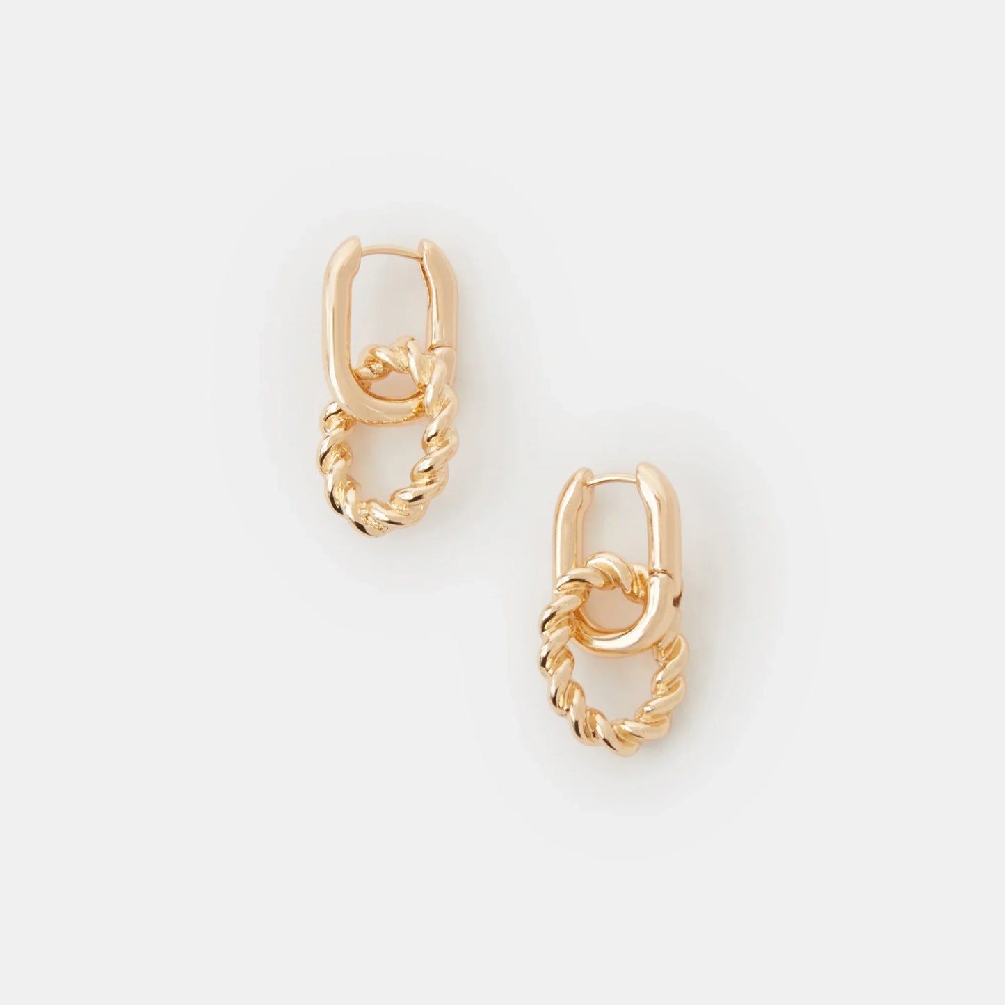 Gold Twist Link Drop Earrings