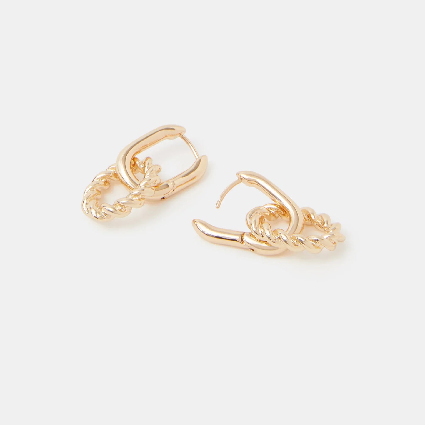 Gold Twist Link Drop Earrings