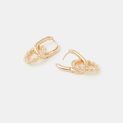 Gold Twist Link Drop Earrings