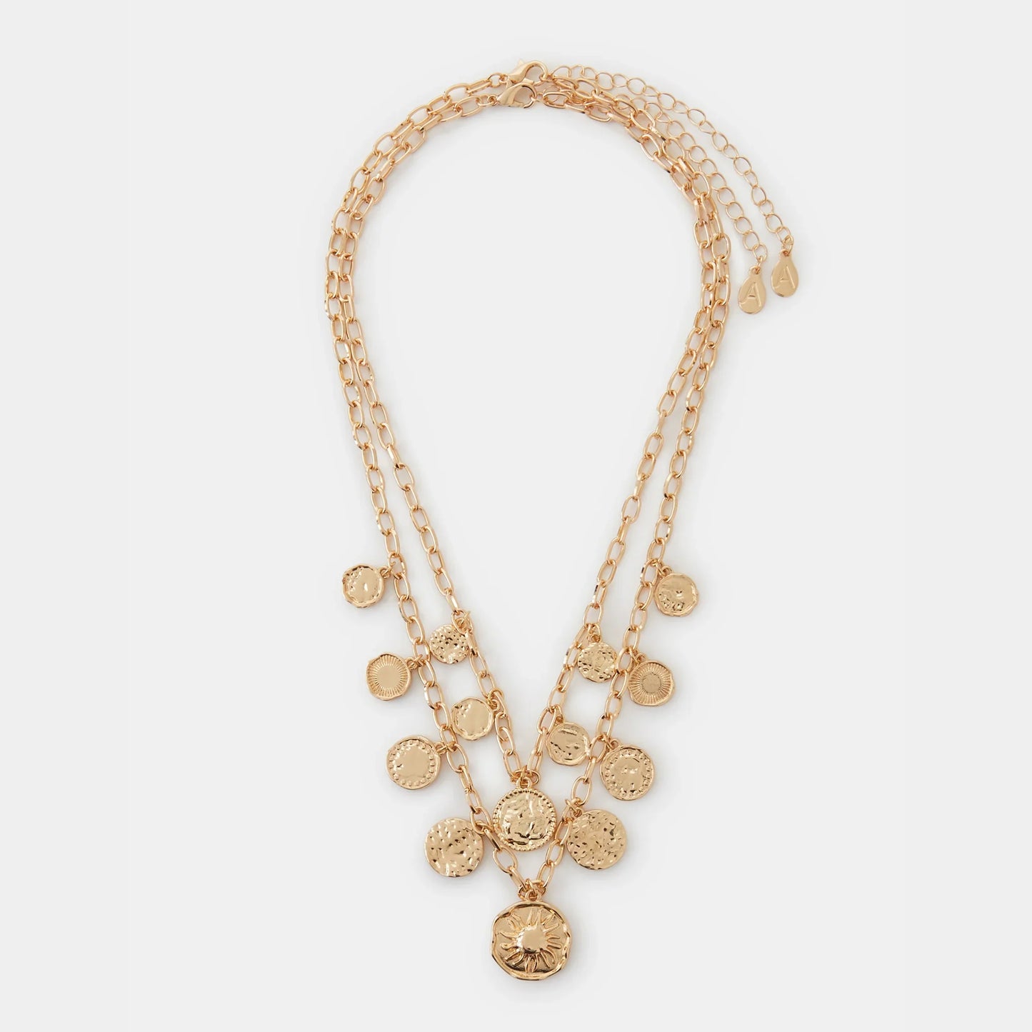 Gold Coin Charm Necklaces Pack of 2