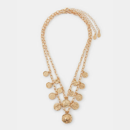 Gold Coin Charm Necklaces Pack of 2