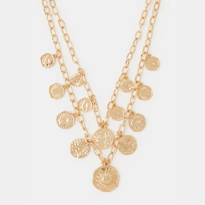Gold Coin Charm Necklaces Pack of 2