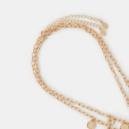 Gold Coin Charm Necklaces Pack of 2