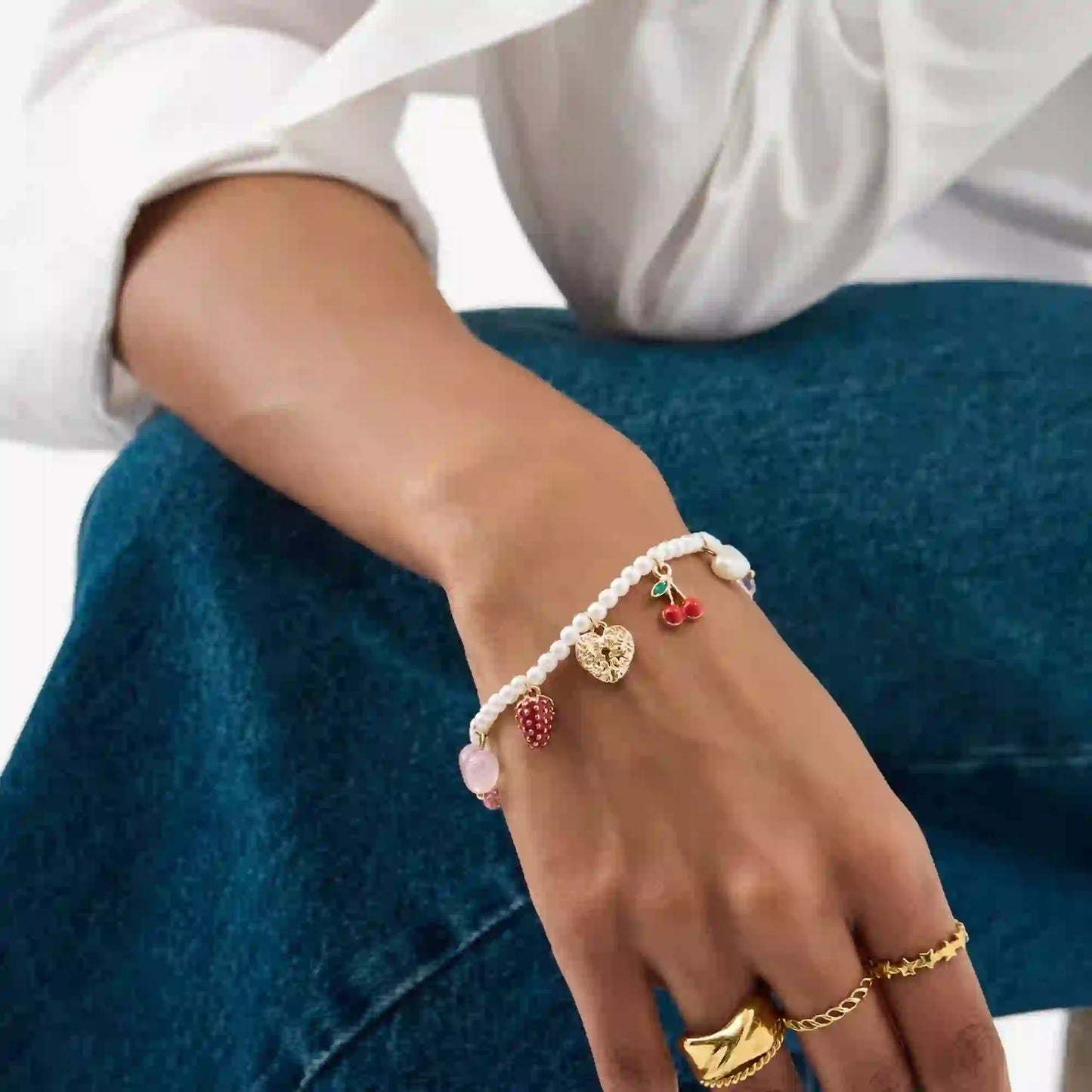 Cherry Charm Pearl Bracelet