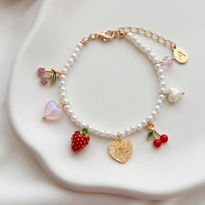 Cherry Charm Pearl Bracelet
