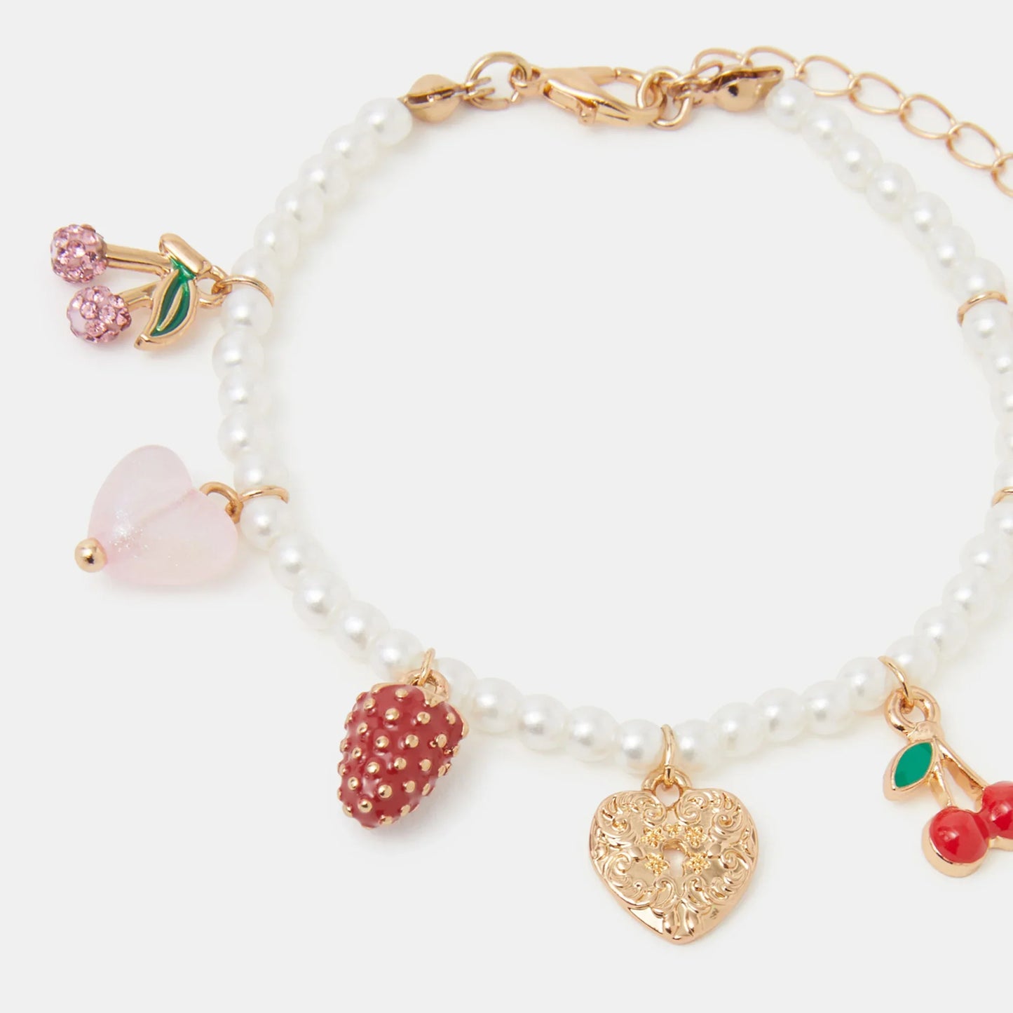 Cherry Charm Pearl Bracelet