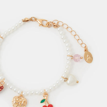 Cherry Charm Pearl Bracelet