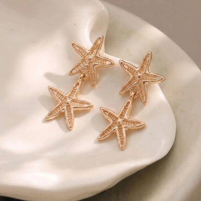 Double Starfish Drop Earrings