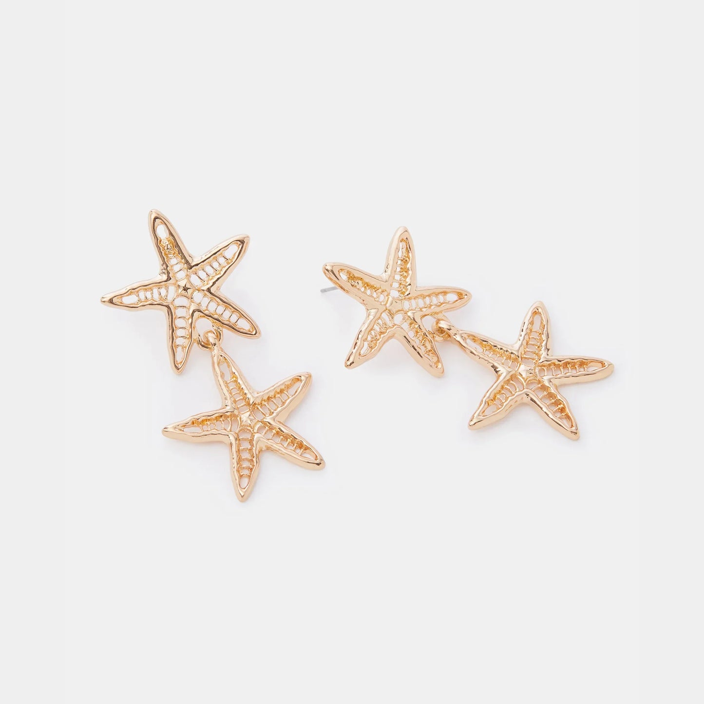Double Starfish Drop Earrings