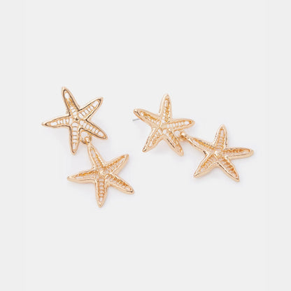 Double Starfish Drop Earrings
