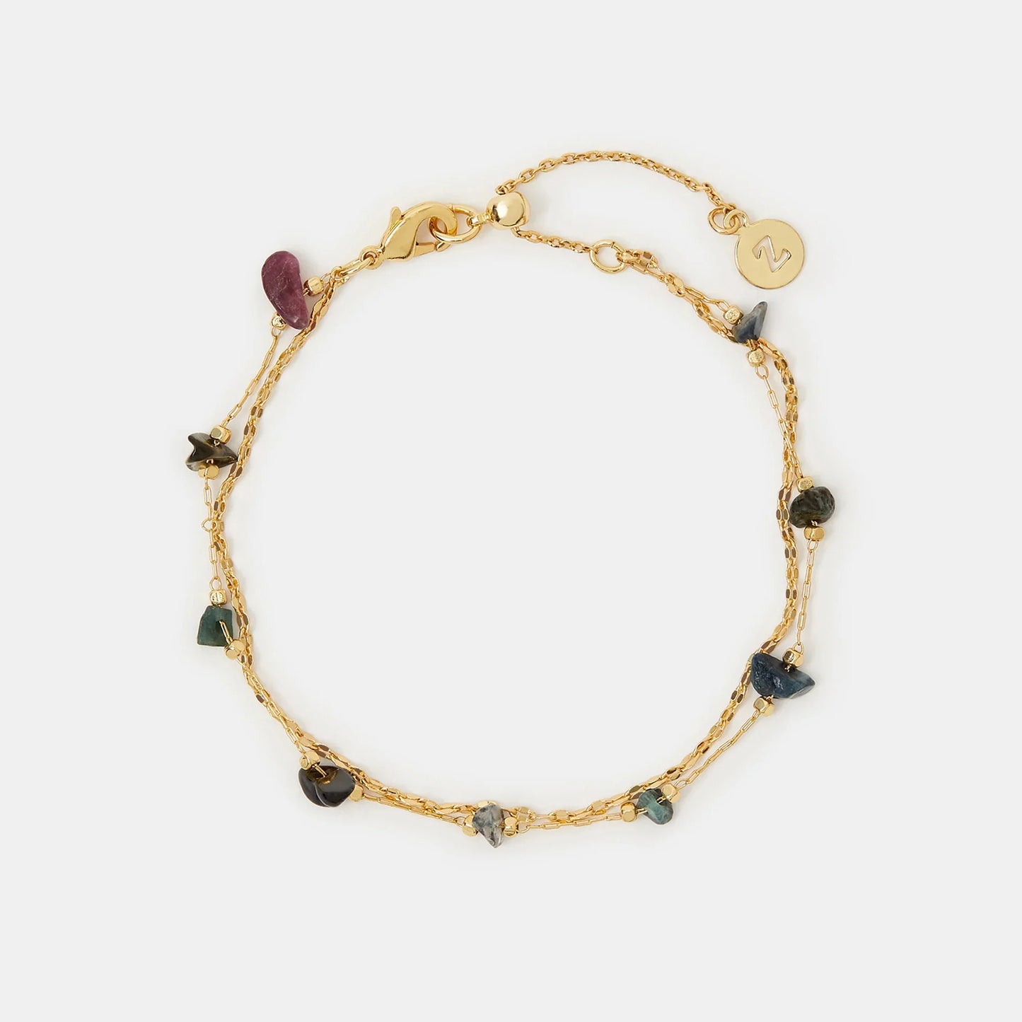 14k Gold-Plated Semi-Precious Stone Layered Bracelet
