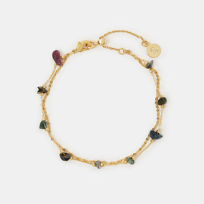 14k Gold-Plated Semi-Precious Stone Layered Bracelet