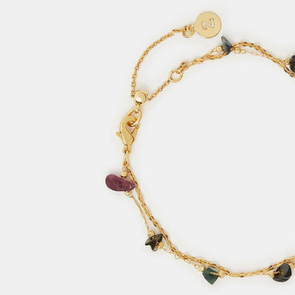 14k Gold-Plated Semi-Precious Stone Layered Bracelet