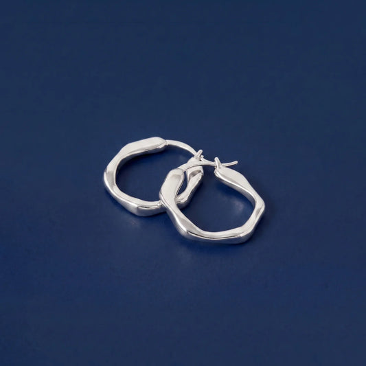 Sterling Silver-Plated Chunky Molten Hoop Earrings