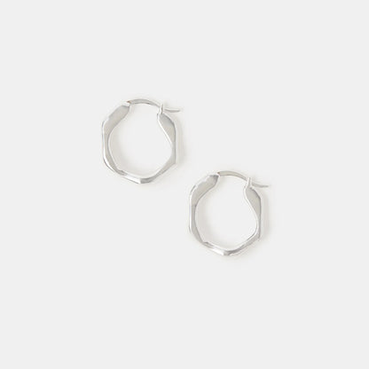 Sterling Silver-Plated Chunky Molten Hoop Earrings