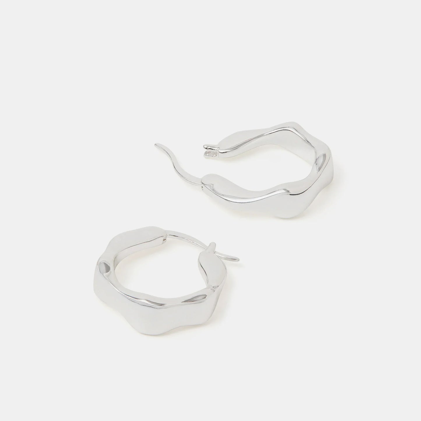 Sterling Silver-Plated Chunky Molten Hoop Earrings