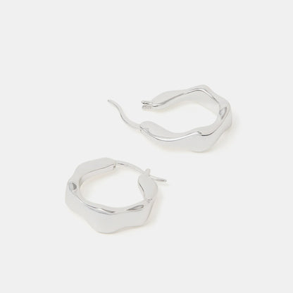 Sterling Silver-Plated Chunky Molten Hoop Earrings