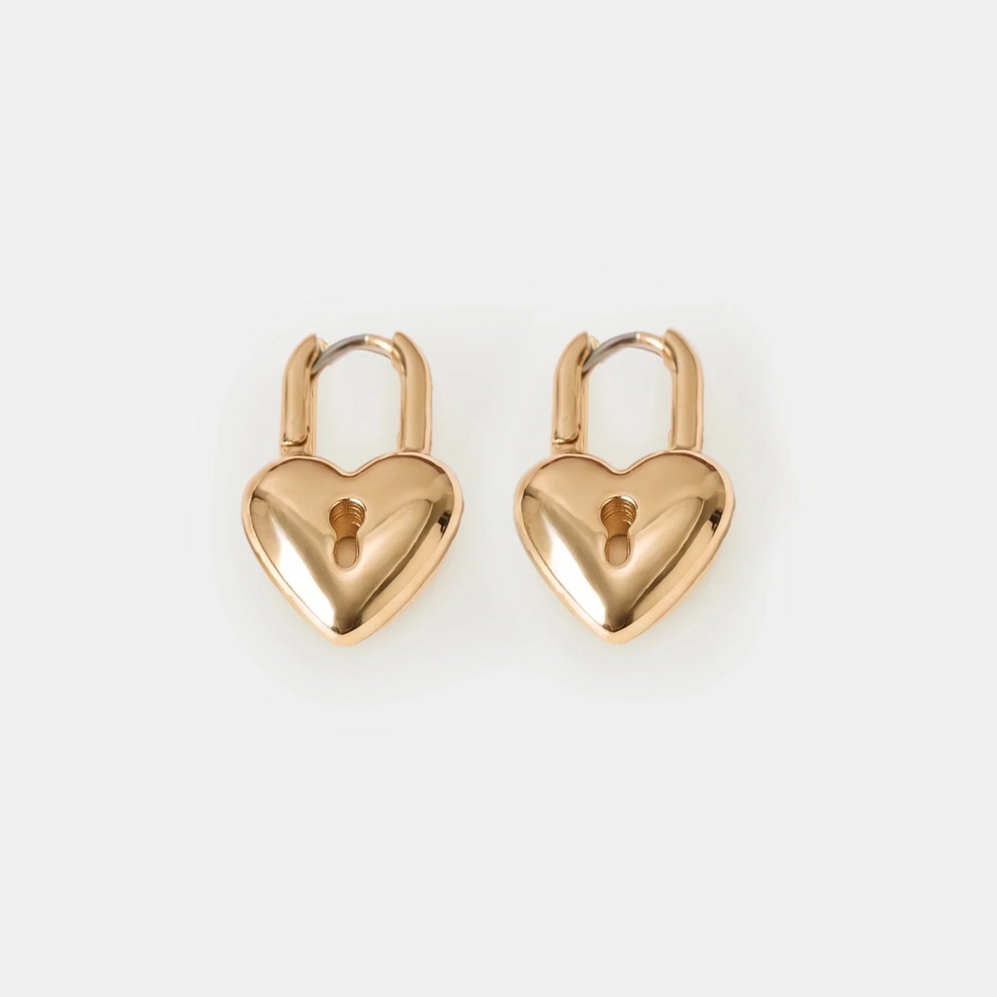 Heart Padlock Huggie Hoop Earrings