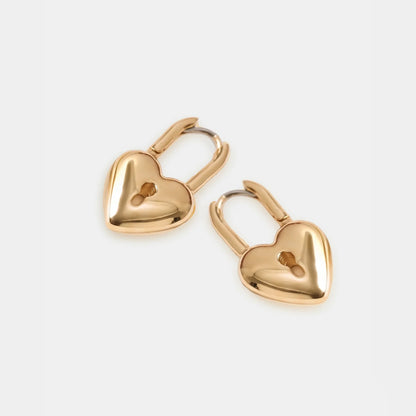 Heart Padlock Huggie Hoop Earrings