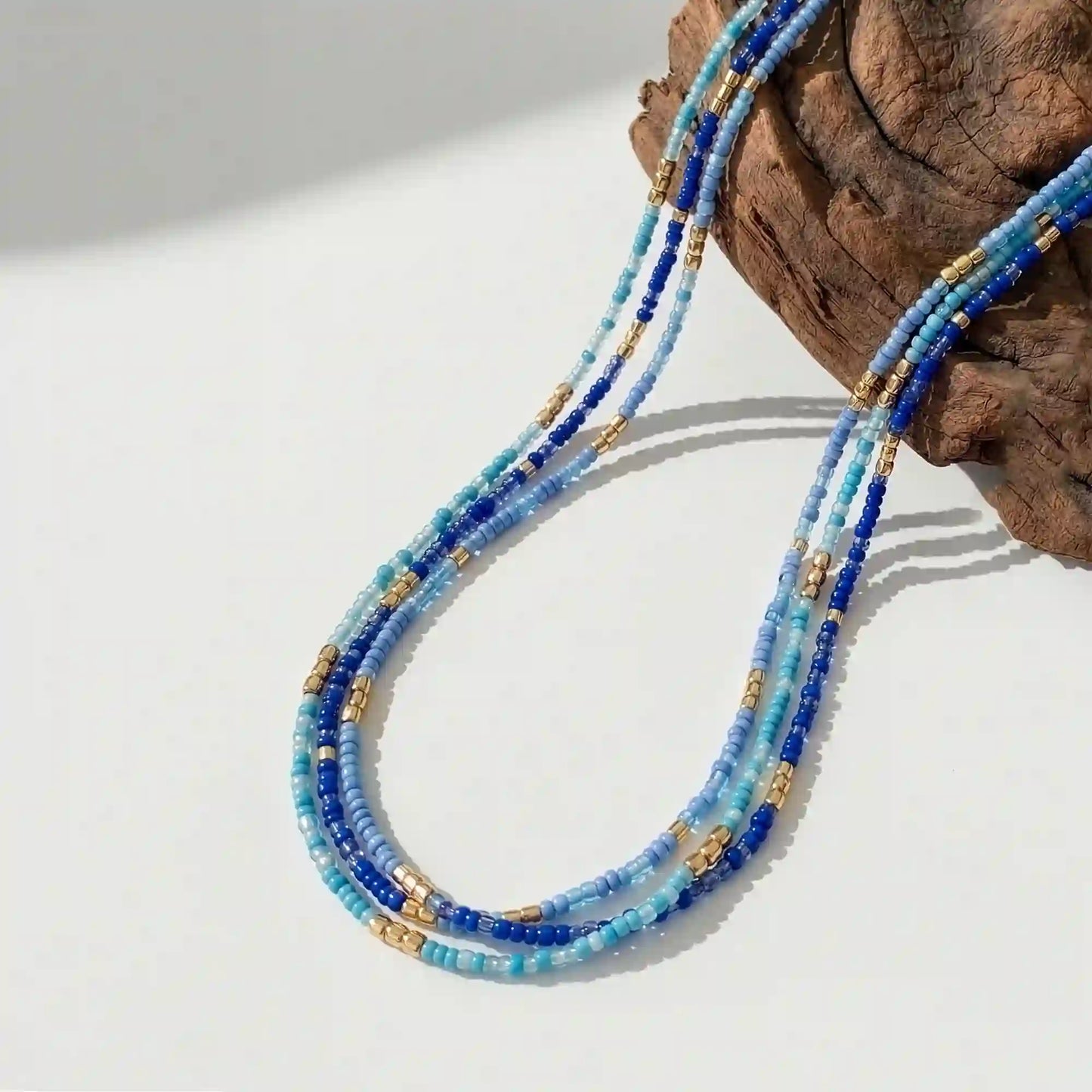 Blue Skinny Beaded Necklaces Pack of 3