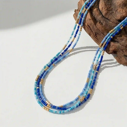 Blue Skinny Beaded Necklaces Pack of 3