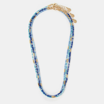 Blue Skinny Beaded Necklaces Pack of 3