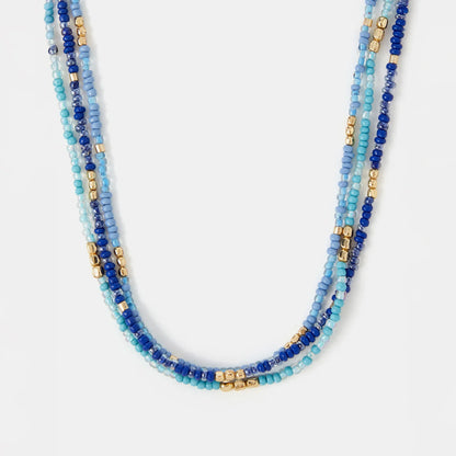 Blue Skinny Beaded Necklaces Pack of 3