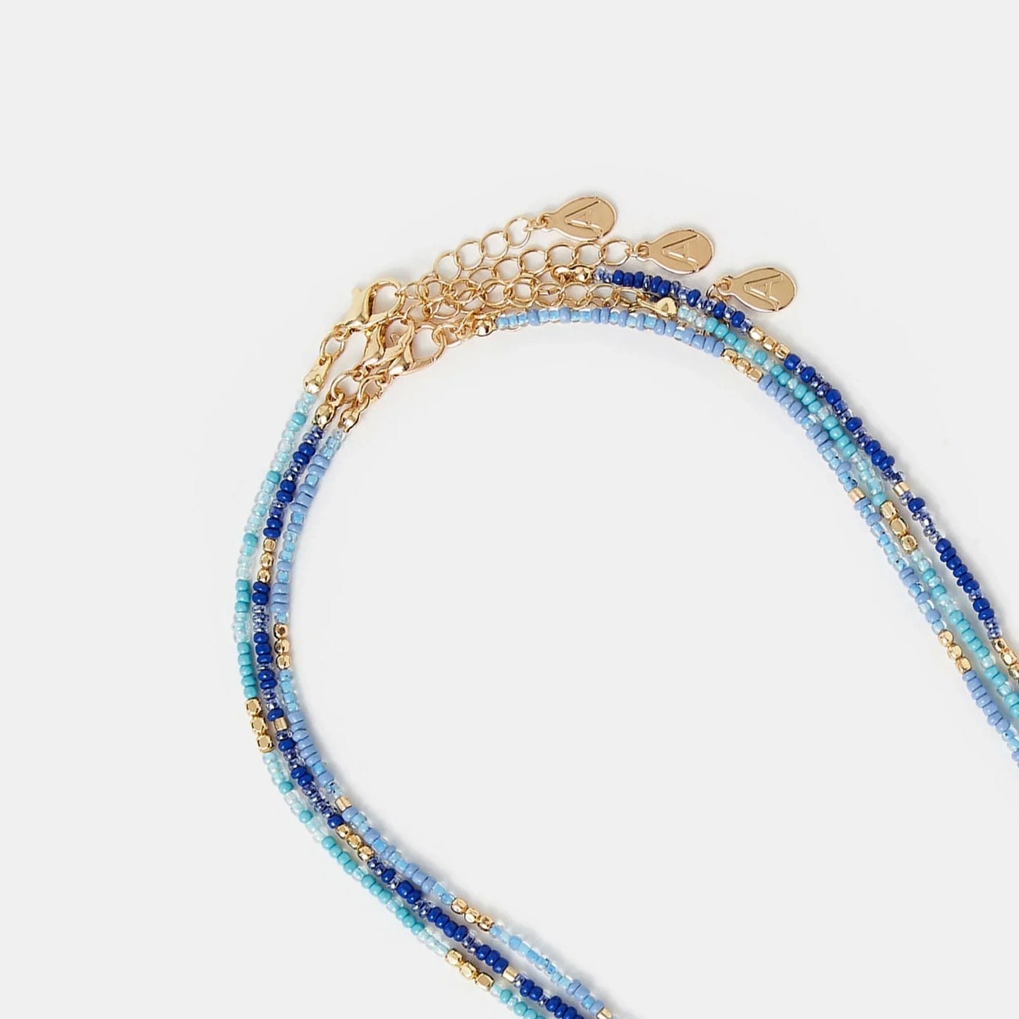 Blue Skinny Beaded Necklaces Pack of 3