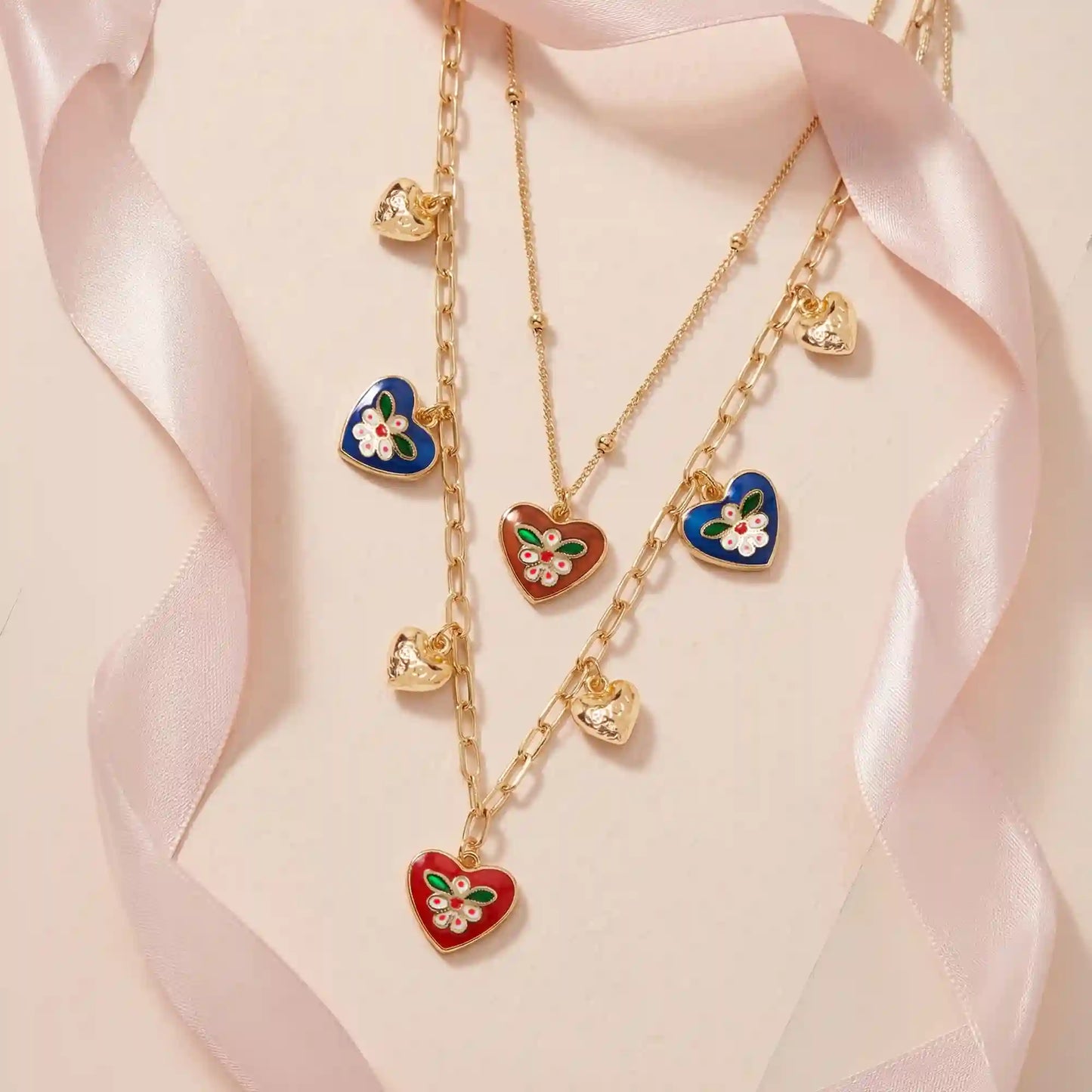 Heart Pendant Layered Necklace