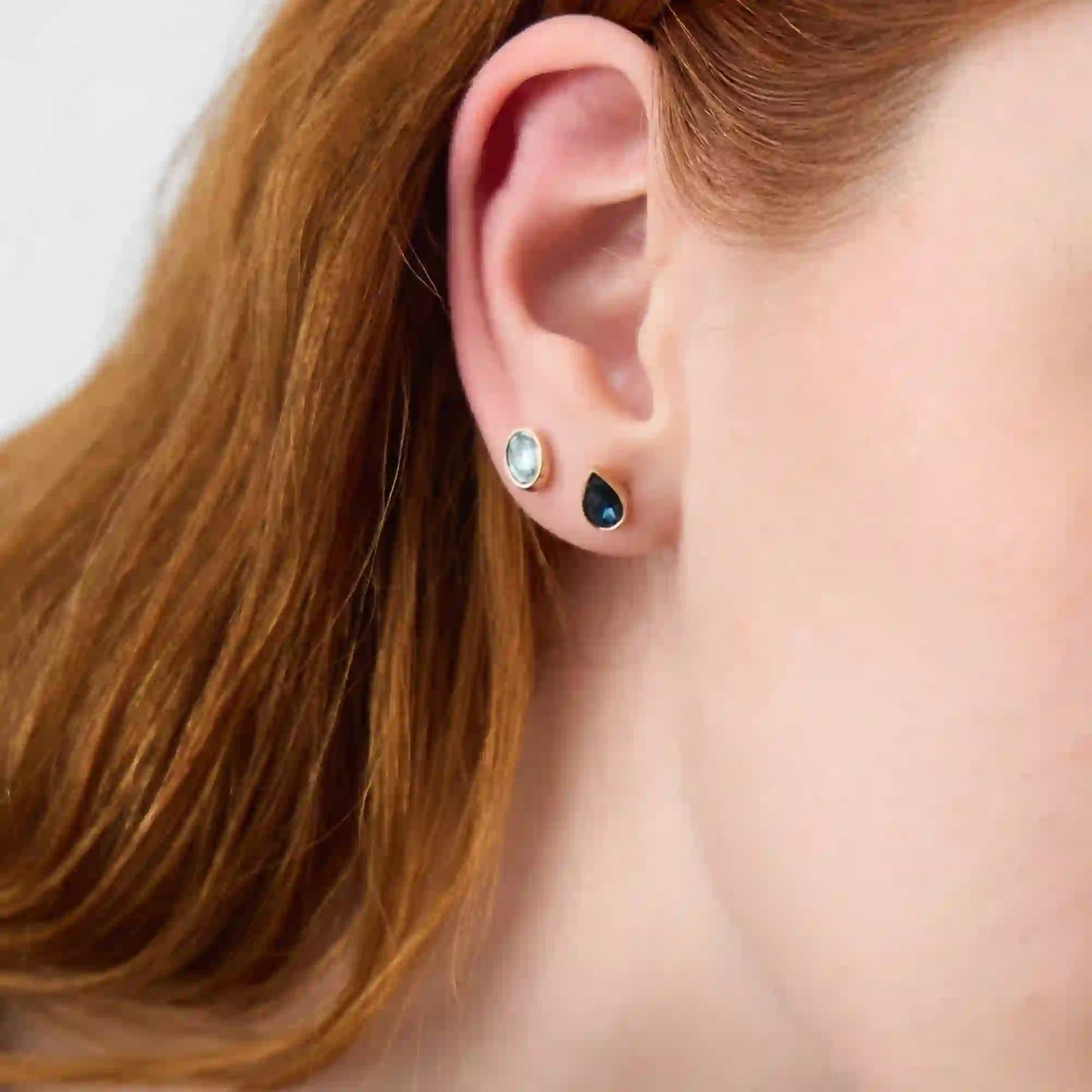 Blue Gemstone Stud Earrings Pack of 5