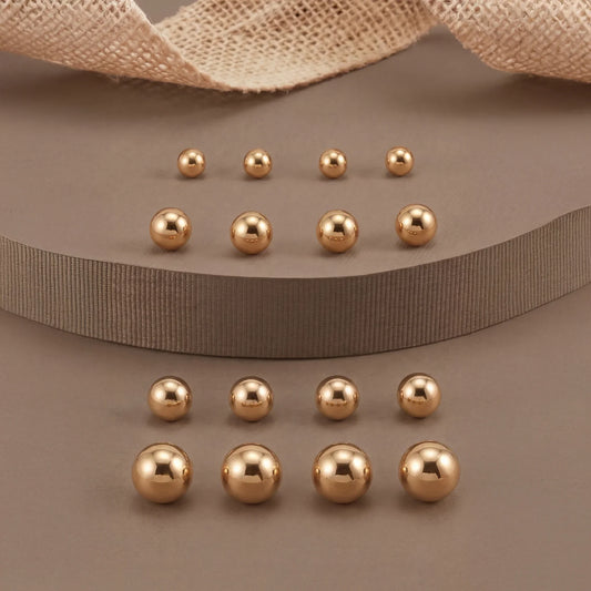 Gold Ball Stud Earrings Pack of 8