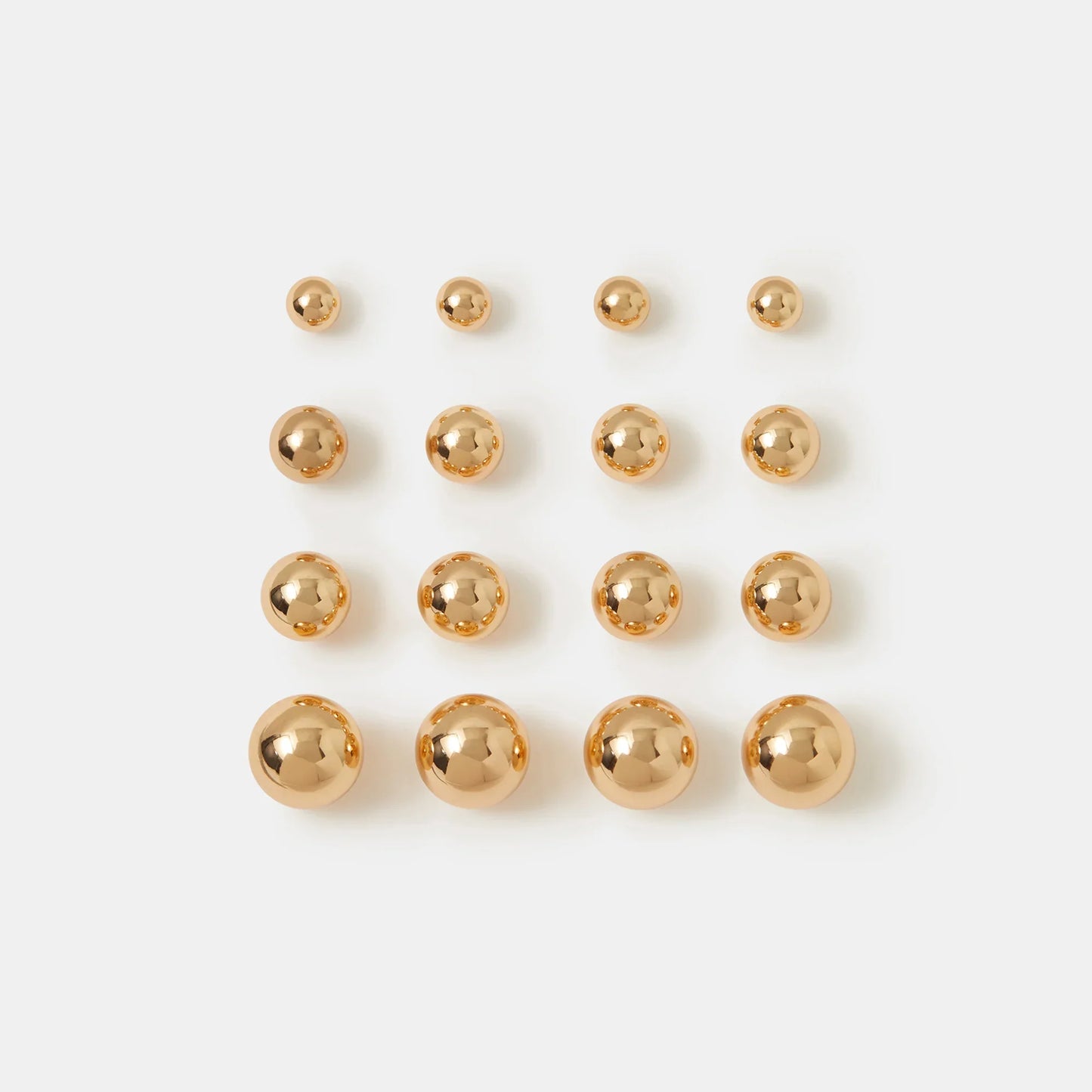 Gold Ball Stud Earrings Pack of 8
